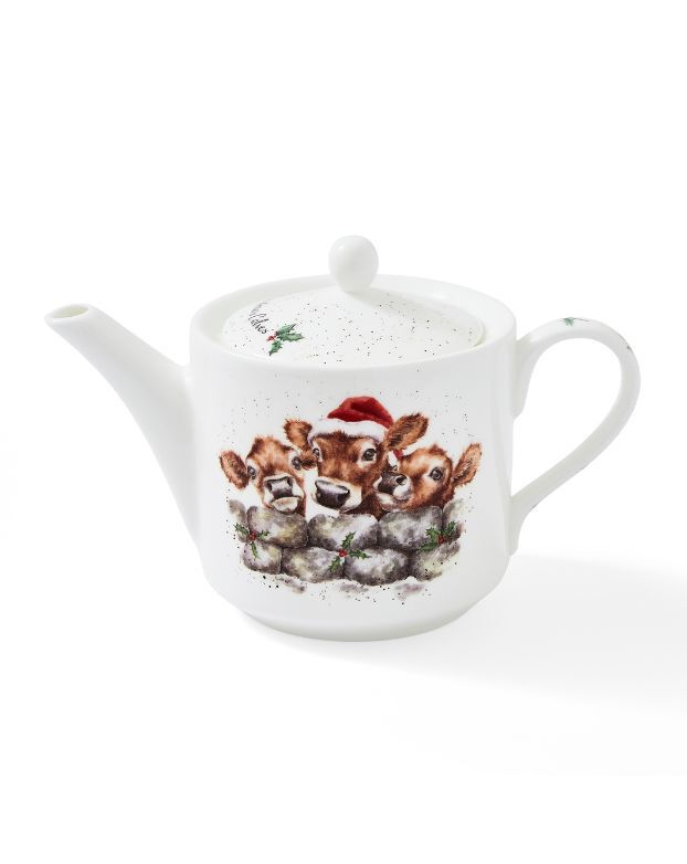 Wrendale Designs Christmas Calves Teapot, Cows